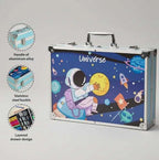 Universe Space Art Set, 145-Piece Drawing Kit with Coloured Pencils, Watercolour, Oil Pastels, Paint Palette in Aluminium Case | Space Theme|Birthday Gift