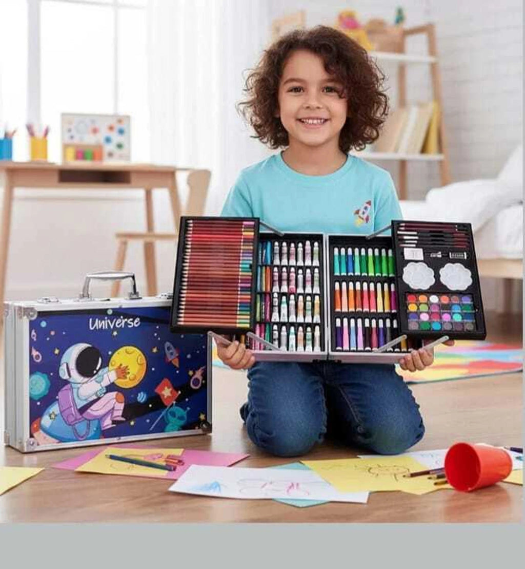Universe Space Art Set, 145-Piece Drawing Kit with Coloured Pencils, Watercolour, Oil Pastels, Paint Palette in Aluminium Case | Space Theme|Birthday Gift