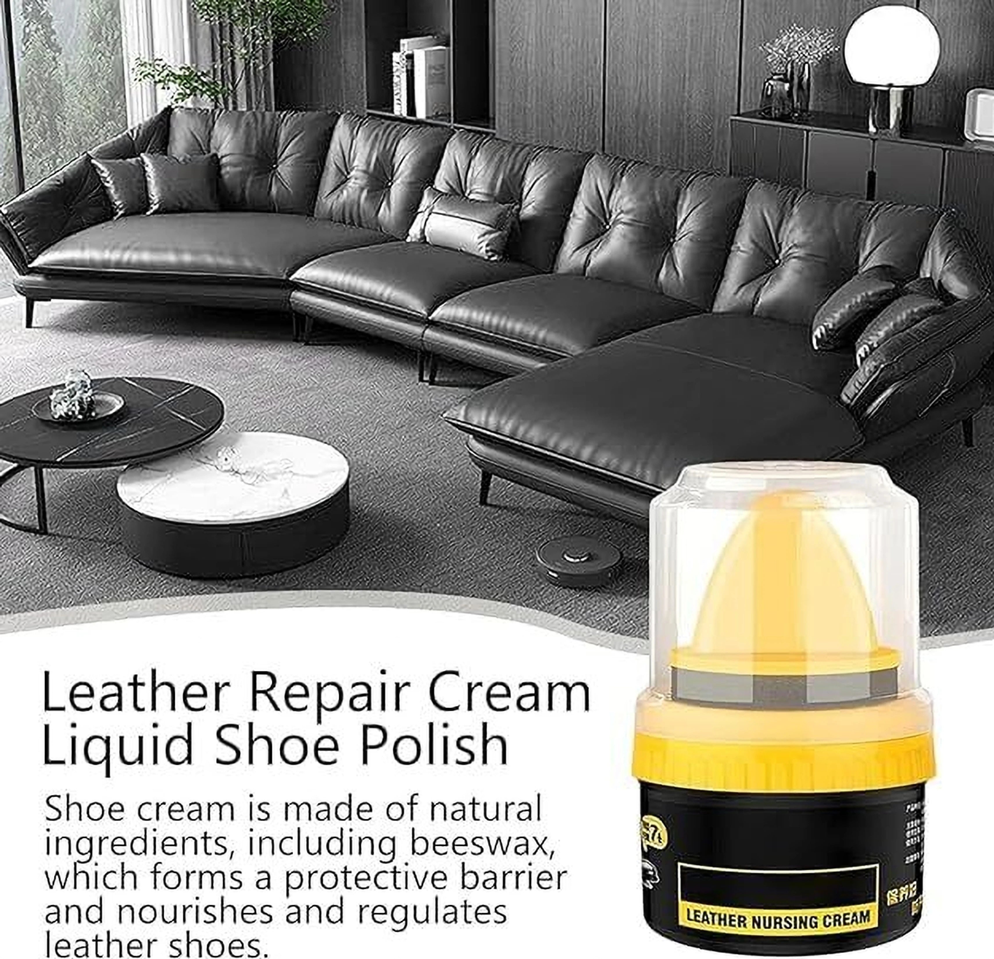 leather Repair Cream Liquid Shoe Polish, Liquid Shoe Shine, Natural Canvas, Leather, Sports, Suede, Velour Shoe Liquid Polish (Black)