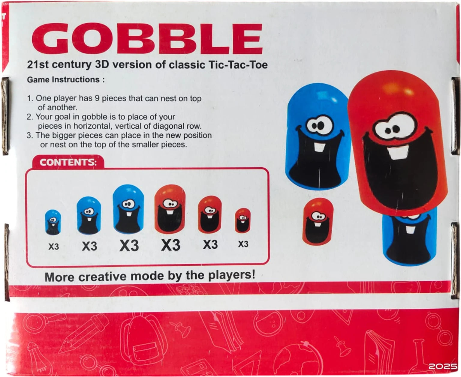 Gobble Board Game 3D Tic Tac Toe for Kids & Adults | Fun Strategy Family Game | Stack & Nest Pieces Game | Travel Friendly Educational Toy | Brain Development Game for Boys & Girls