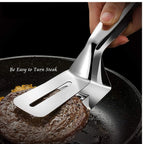 2-IN-1  Stainless Steel Spatula Tongs| Multi Functional Cooking Utensil