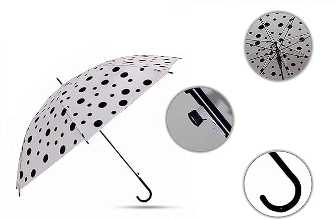 Polka Dots Transparent Umbrella|Foldable Summer Rain Umbrella For Kids And Adults |Travel School Office Use