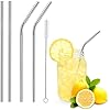 Reusable Stainless Steel Straw |Set Of 5Pcs Cleaning Brush for Metal Straws for Drinking | Mini Portable Set of 5 (2- Bend Pipe, 2- Long Straw, 1-Cleaning Brush)