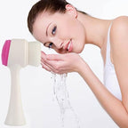Manual Soft Cleansing Brush| Ultra Soft Bristles| Pore Deep Cleansing, Exfoliation, Makeup, Acne, Dead Skin, Silicone Double Side Face Scrub Brush for Massaging