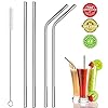Reusable Stainless Steel Straw |Set Of 5Pcs Cleaning Brush for Metal Straws for Drinking | Mini Portable Set of 5 (2- Bend Pipe, 2- Long Straw, 1-Cleaning Brush)