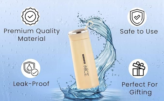 Vacuum Flask Glass Water Bottle | 500ML Frosted Finish, Reusable, Wide Mouth, Silicon Rubber Sealing Ring with Plastic Shell, BPA Free, Portable Design for School, Gym, Office For School,Gym,Home,Office | Portable Handheld