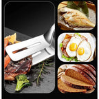 2-IN-1  Stainless Steel Spatula Tongs| Multi Functional Cooking Utensil
