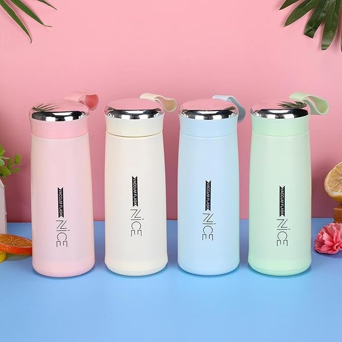 Vacuum Flask Glass Water Bottle | 500ML Frosted Finish, Reusable, Wide Mouth, Silicon Rubber Sealing Ring with Plastic Shell, BPA Free, Portable Design for School, Gym, Office For School,Gym,Home,Office | Portable Handheld