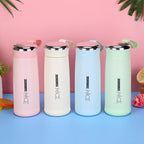 Vacuum Flask Glass Water Bottle | 500ML Frosted Finish, Reusable, Wide Mouth, Silicon Rubber Sealing Ring with Plastic Shell, BPA Free, Portable Design for School, Gym, Office For School,Gym,Home,Office | Portable Handheld