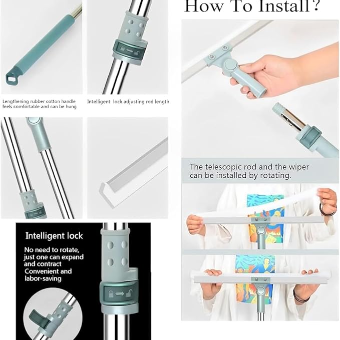 Magic Broom Sweeper With Extendable HandleSilicone Floor Wiper for Wet and Dry Cleaning| Floor Squeegee Broom for Home, Bathroom, Tiles & Glass Cleaning