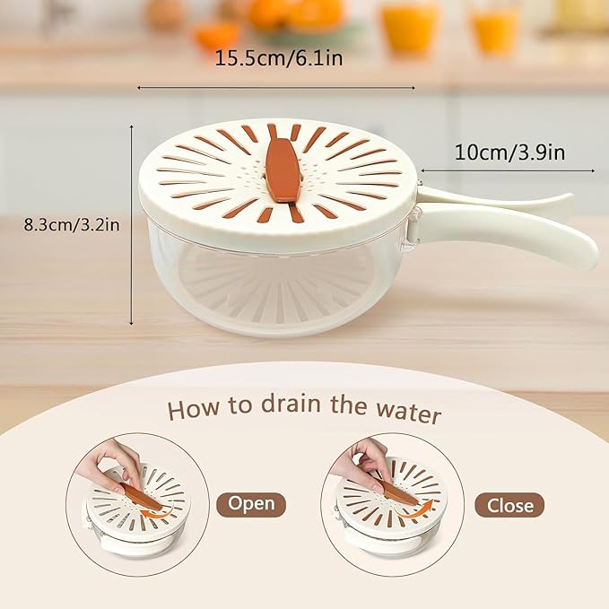 2-in-1 Fruit & Vegetable Washer and Strainer Bowl with Drain Lid – Food Washing, Rinsing & Storage Basket for Produce, Salad, Tomatoes, Grapes & Berries – Kitchen Colander