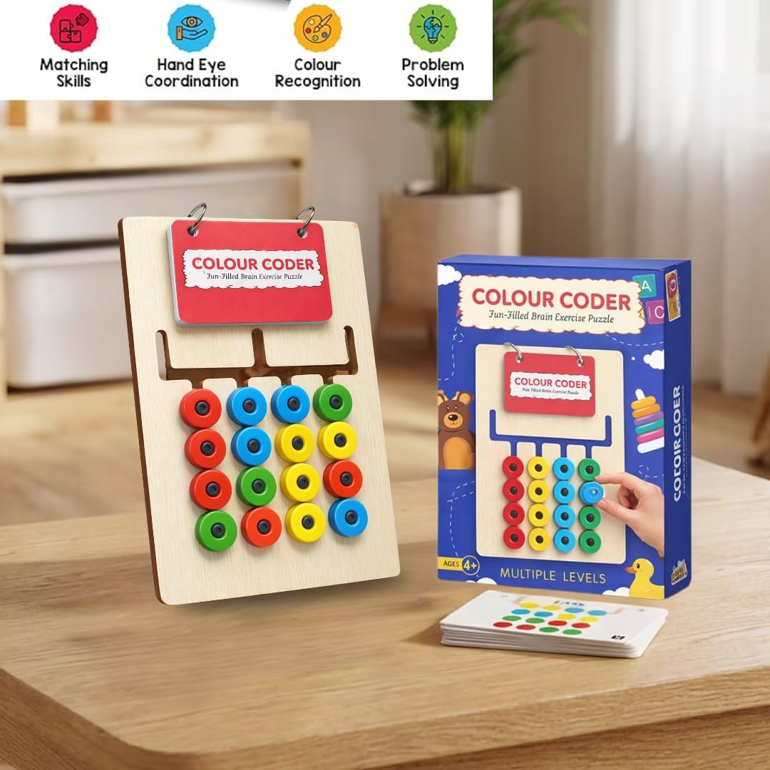Color Coder I Montessori Color & Pattern Matching Learning Toy for Kids 4,5,6,7,8 Educational Brain Development Activity I Birthday Gift for Boys & Girls I Screen-Free Travel Friendly Toy
