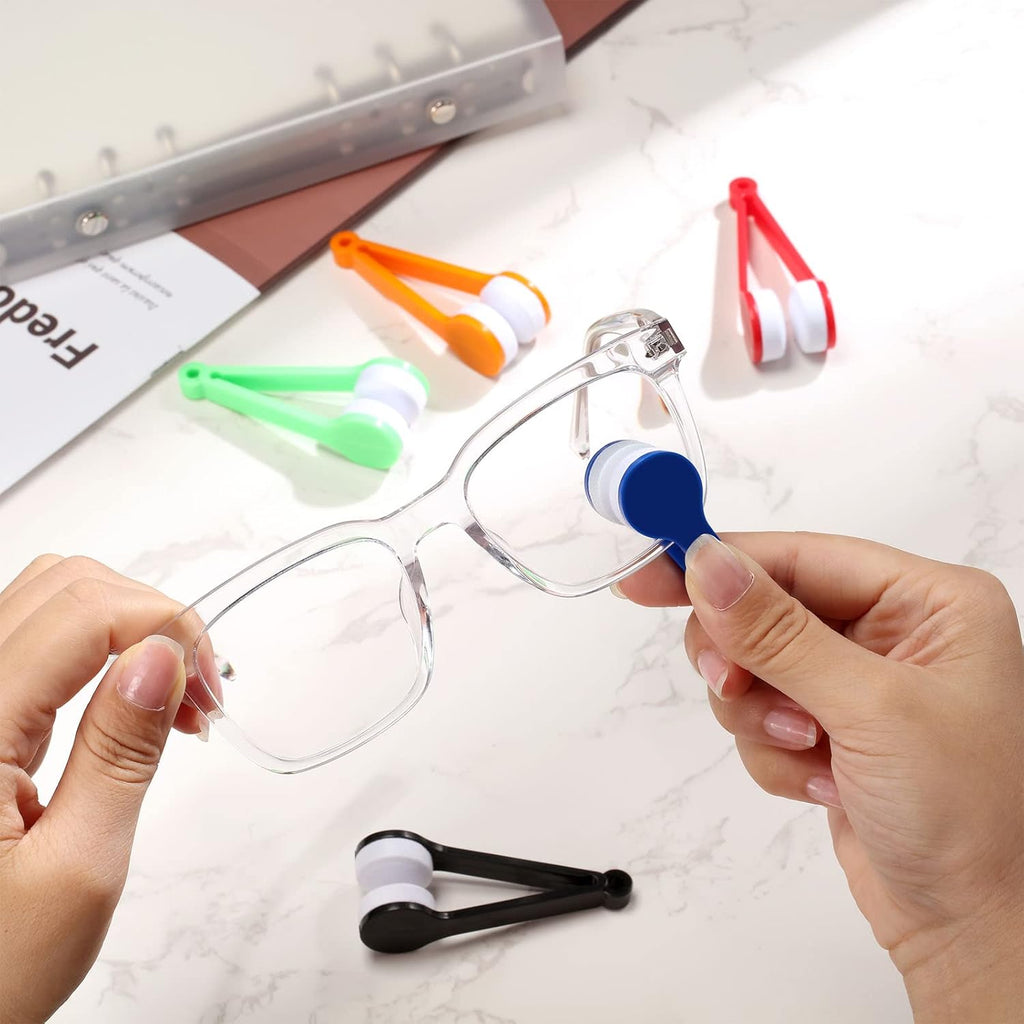 portable microfiber eyeglass cleaner| compact spectacle lens cleaning tool |Microfiber Portable Eyeglass Spectacles Sunglass Lens Cleaner Brush Clip Specs Cleaning Tool With Key Hole Microfiber Cloth Handle