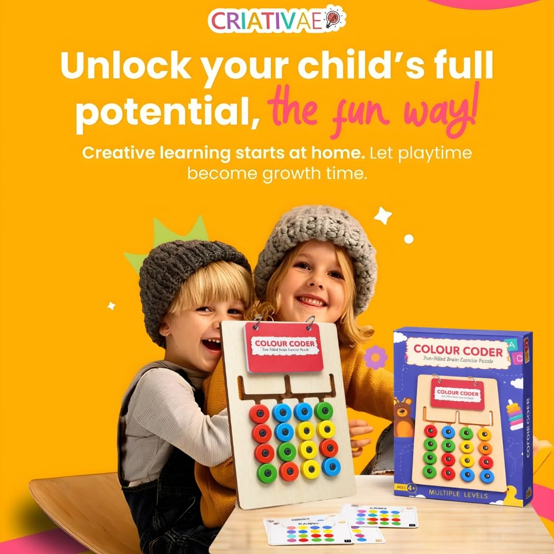 Color Coder I Montessori Color & Pattern Matching Learning Toy for Kids 4,5,6,7,8 Educational Brain Development Activity I Birthday Gift for Boys & Girls I Screen-Free Travel Friendly Toy