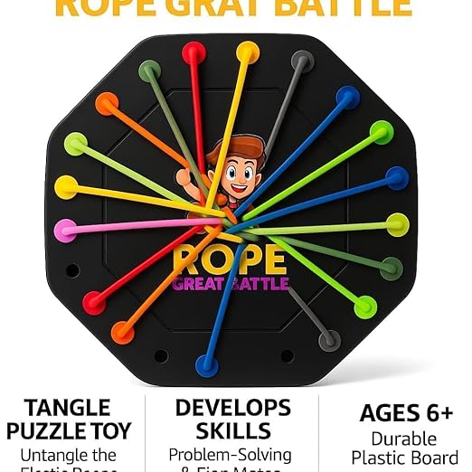 Rope Logic Puzzle Game | Brain Teaser Untangling Challenge for Kids & Adults | Multi-Level Strategy Board Games for Family Play, Travel Fun | Motor Skill & Problem-Solving Development