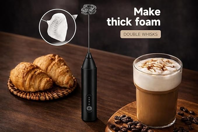Electric Milk Frother| Rechargable High Speed Frother| Wisk For Hot & Cold Beverages