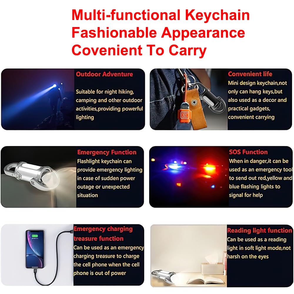 Mini Pocket Torch Rechargeable, 1200 Lumens Super Bright LED Flashlight, Small Torch Light, USB C Rechargeable Keychain Light, Portable Key Ring, Powerful COB Torchlight