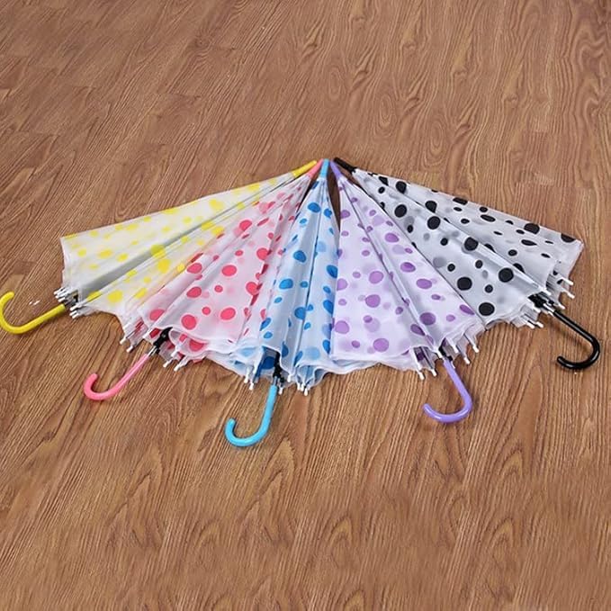 Polka Dots Transparent Umbrella|Foldable Summer Rain Umbrella For Kids And Adults |Travel School Office Use