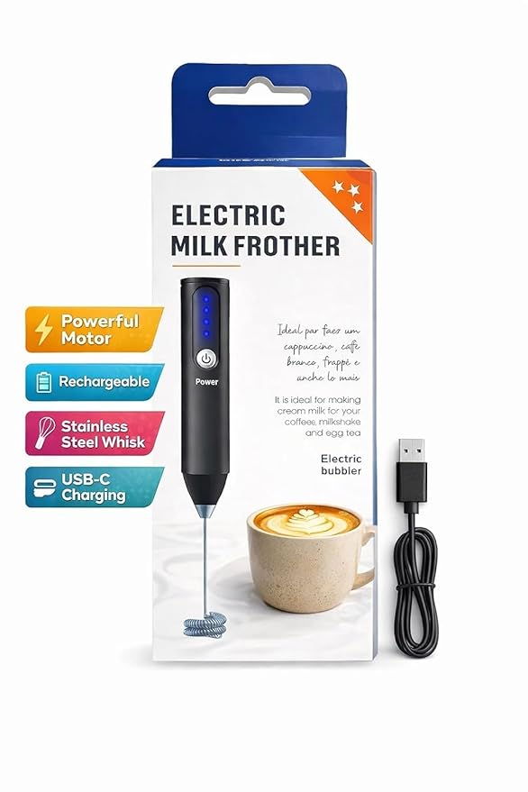 Electric Milk Frother| Rechargable High Speed Frother| Wisk For Hot & Cold Beverages