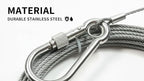 Heavy Duty Stainless Steel Clothesline Wire Rope with Carabineer Hooks, Portable Rustproof Laundry Drying Rope Cable for Balcony Garden Home Indoor Outdoor Uses (3 Meter)