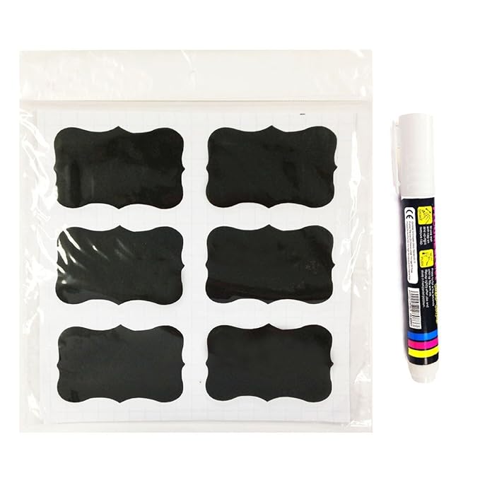 Fancy Labels/Stickers With Chalk Maker| 24 Pcs Of Fancy Rectangular Wrapables And One Marker| 3.25-Inch By 2-Inch