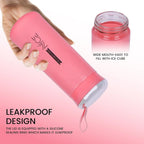 Vacuum Flask Glass Water Bottle | 500ML Frosted Finish, Reusable, Wide Mouth, Silicon Rubber Sealing Ring with Plastic Shell, BPA Free, Portable Design for School, Gym, Office For School,Gym,Home,Office | Portable Handheld