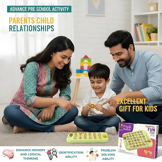 Fruits Flip & Match Board Game | Educational Memory Puzzle Toy | Preschool & Kindergarten Cognitive Matching Set | Fun Interactive Gift for Kids Ages 3+