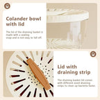 2-in-1 Fruit & Vegetable Washer and Strainer Bowl with Drain Lid – Food Washing, Rinsing & Storage Basket for Produce, Salad, Tomatoes, Grapes & Berries – Kitchen Colander