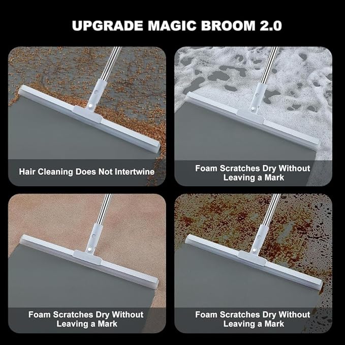 Magic Broom Sweeper With Extendable HandleSilicone Floor Wiper for Wet and Dry Cleaning| Floor Squeegee Broom for Home, Bathroom, Tiles & Glass Cleaning