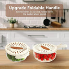 2-in-1 Fruit & Vegetable Washer and Strainer Bowl with Drain Lid – Food Washing, Rinsing & Storage Basket for Produce, Salad, Tomatoes, Grapes & Berries – Kitchen Colander