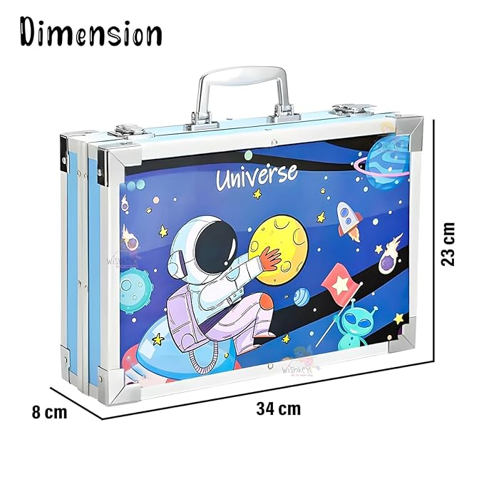 Universe Space Art Set, 145-Piece Drawing Kit with Coloured Pencils, Watercolour, Oil Pastels, Paint Palette in Aluminium Case | Space Theme|Birthday Gift
