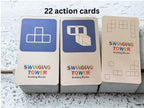 Swinging Tower Balance Blocks Game – 16 Pcs Stacking Toy with 22 Challenge Cards | Fun Skill-Building Game for Kids Ages 3–14 | Indoor Family, Birthday Gift for Boys & Girls