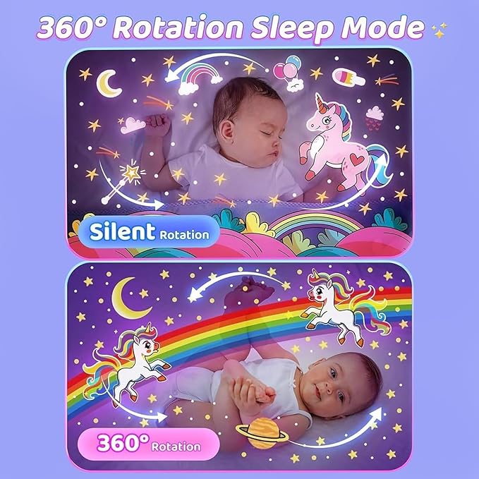 Night Light Rabbit Sky Projector for Kids – 360° Rotating Lamp with 6 Films| 5 Colours and Rechargeable Battery.