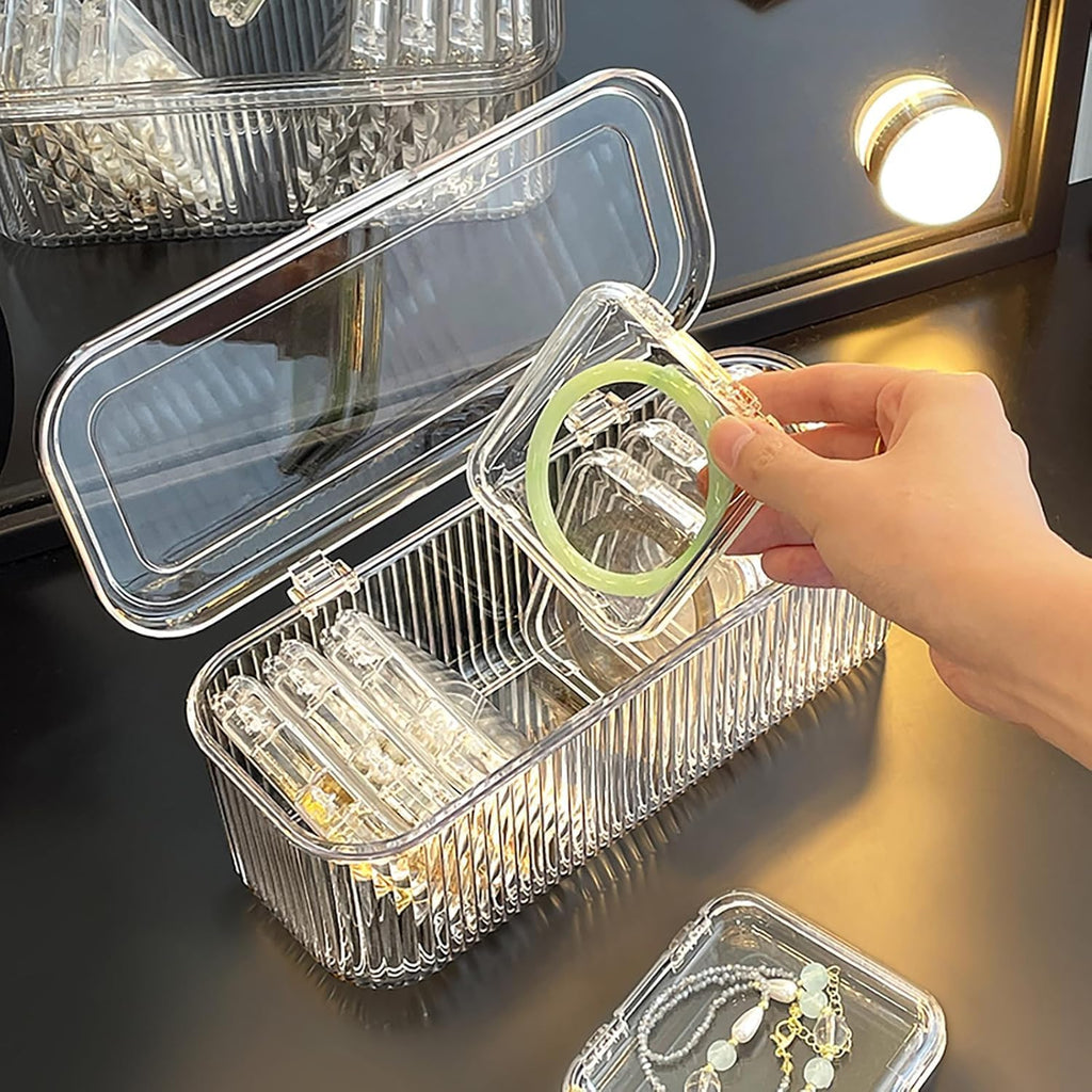 Acrylic Jewelry Organizer Box Set, 10pcs Portable Storage Boxes With Anti-Oxidation For Earrings, Bracelete, Rings, Necklace, Watch, Transparent Jewelry Case