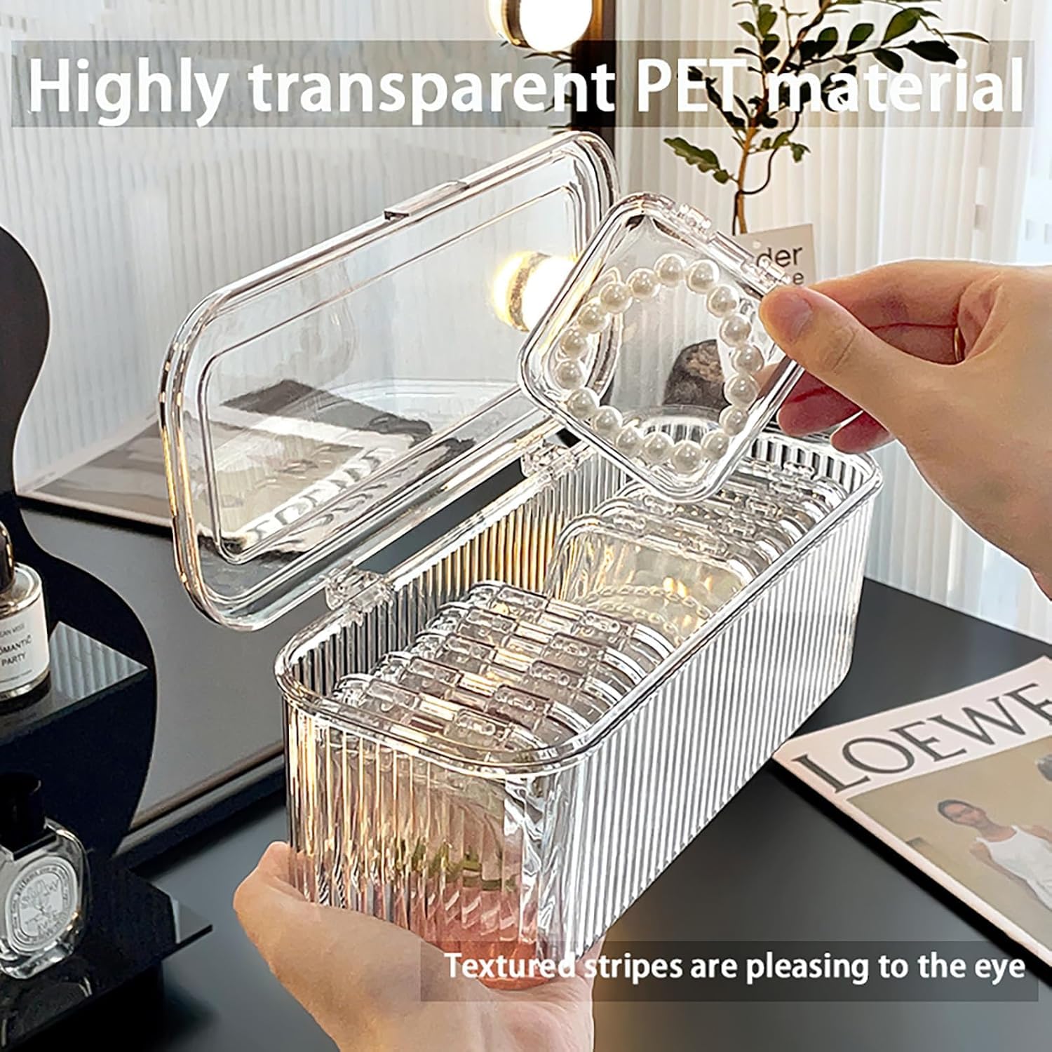 Acrylic Jewelry Organizer Box Set, 10pcs Portable Storage Boxes With Anti-Oxidation For Earrings, Bracelete, Rings, Necklace, Watch, Transparent Jewelry Case