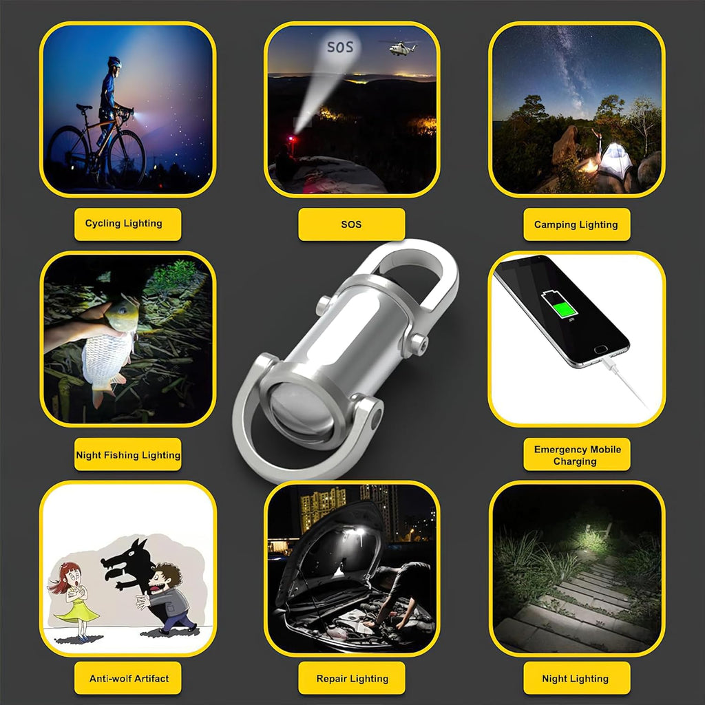 Mini Pocket Torch Rechargeable, 1200 Lumens Super Bright LED Flashlight, Small Torch Light, USB C Rechargeable Keychain Light, Portable Key Ring, Powerful COB Torchlight