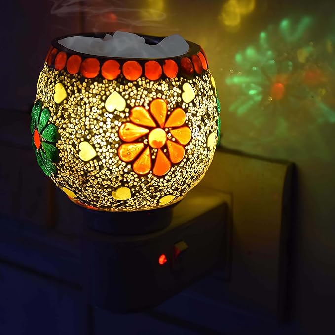 Electric Aroma Diffuser/Kapoor Dani| Multi Functional Night Lamp| Flower Design Round