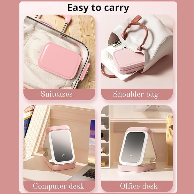 LED Makeup Box With Adjustable Mirror|Portable Cosmetic Organizers For Women