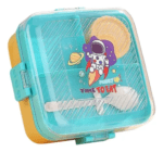 Cartoon Style Double Layers Kids Lunch Box| Plastic Leakproof 6 Compartment| Microwave Safe