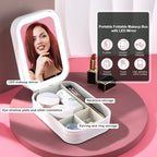 LED Makeup Box With Adjustable Mirror|Portable Cosmetic Organizers For Women