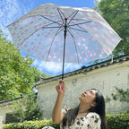 Polka Dots Transparent Umbrella|Foldable Summer Rain Umbrella For Kids And Adults |Travel School Office Use