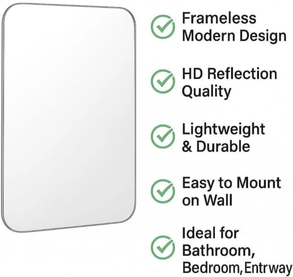Self Adhesive Mirror Sticker For Wall, Bathroom, Bedroom & Living Room |40x30 Decorative Mirror |(Square)