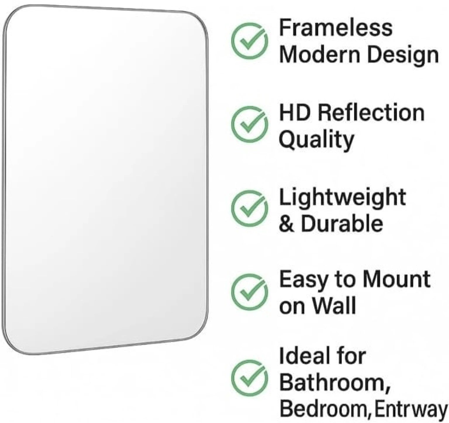 Self Adhesive Mirror Sticker For Wall, Bathroom, Bedroom & Living Room |40x30 Decorative Mirror |(Square)
