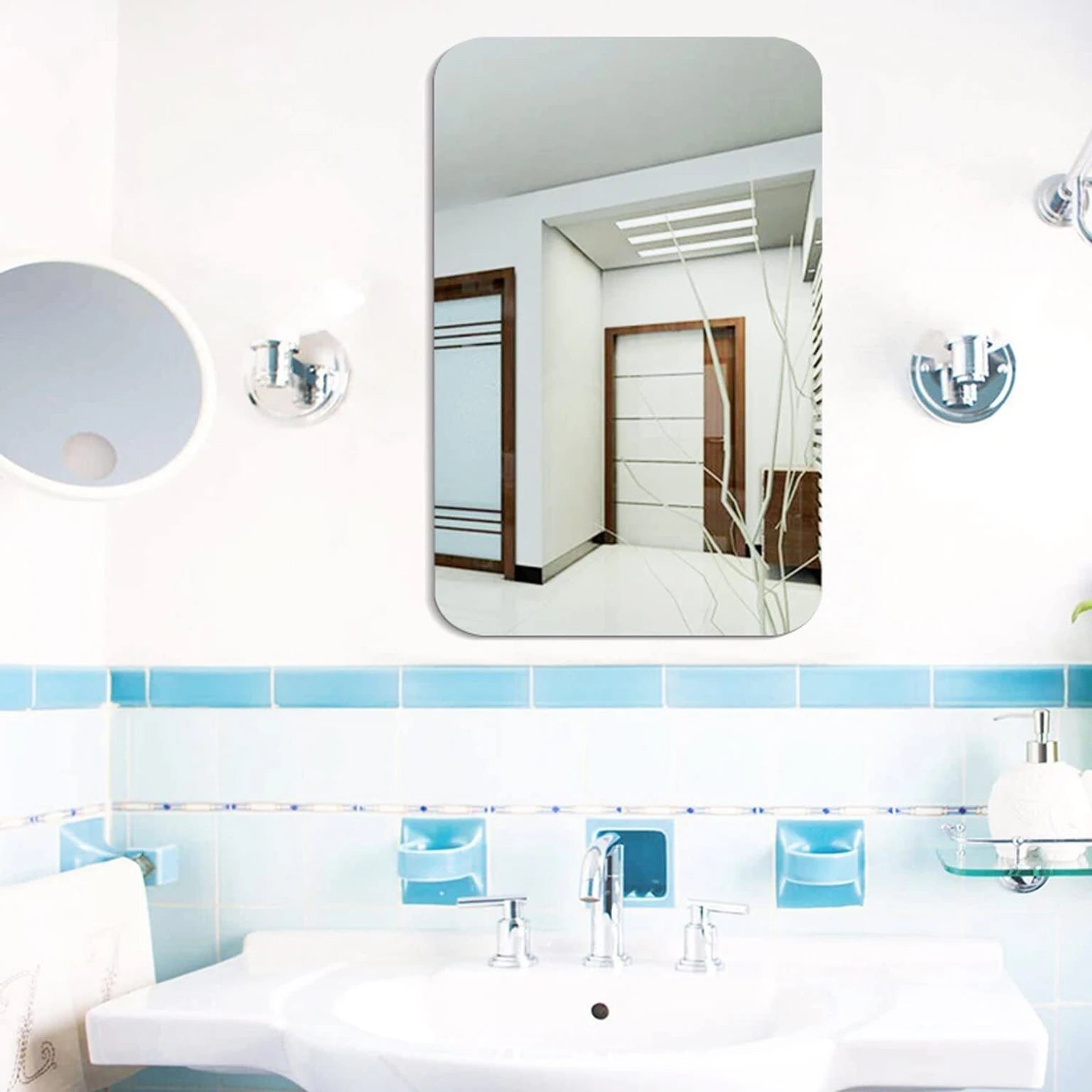 Self Adhesive Mirror Sticker For Wall, Bathroom, Bedroom & Living Room |40x30 Decorative Mirror |(Square)