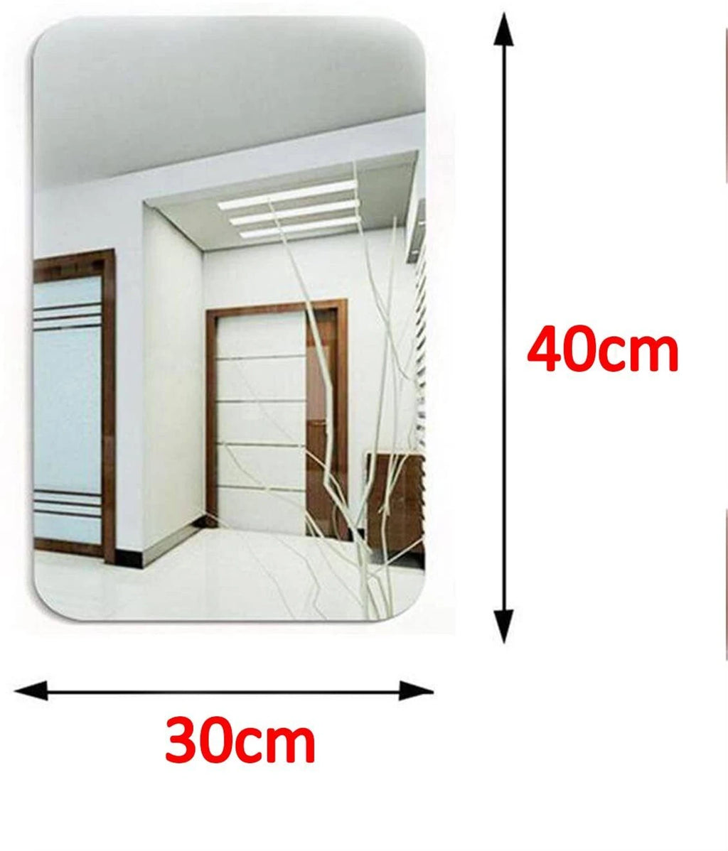 Self Adhesive Mirror Sticker For Wall, Bathroom, Bedroom & Living Room |40x30 Decorative Mirror |(Square)