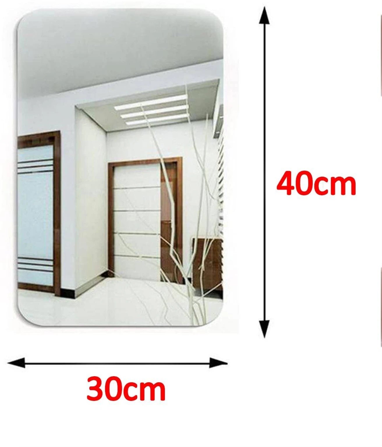 Self Adhesive Mirror Sticker For Wall, Bathroom, Bedroom & Living Room |40x30 Decorative Mirror |(Square)