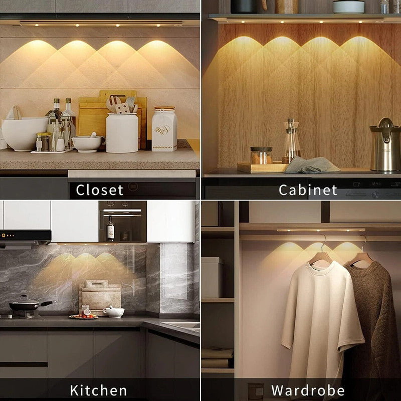 Motion Sensor LED Light| Rechargeable 1200mAh Under Cabinet Lamp|Dimmable Wireless Stick-On Lighting for Closet, Kitchen, Wardrobe & Stairs