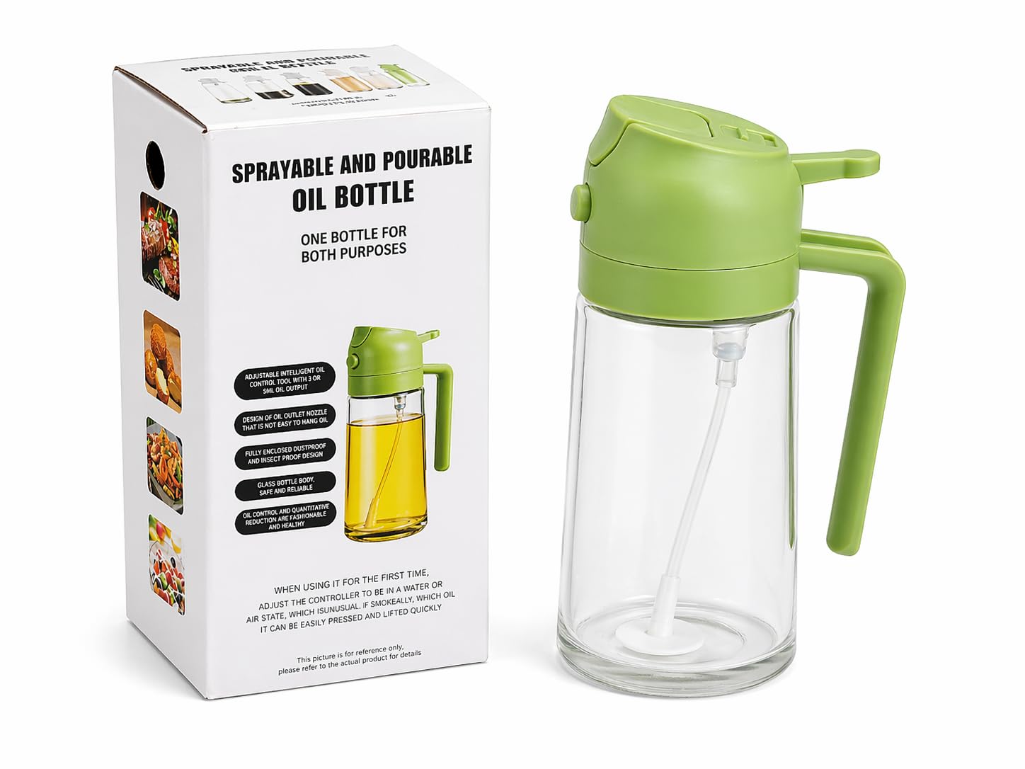 Glass Oil Sprayer| Dispenser Bottle | 2-in-1 Spray & Pour, Kitchen Oil Spray Bottle for Cooking, Air Fryer, Salad, BBQ, Olive