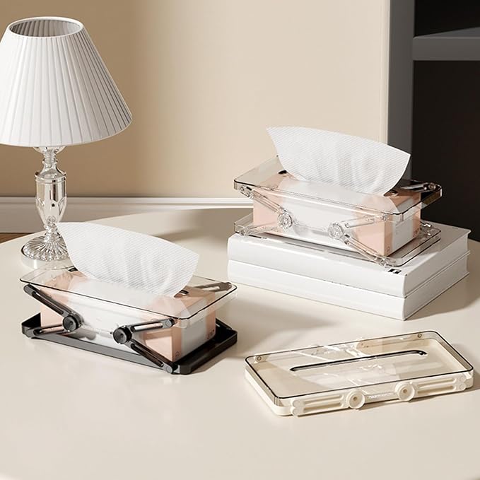 Adjustable Tissue Box With Spring Mechanism| Multipurpose Storage For Kitchen, Living Room, Bedroom....