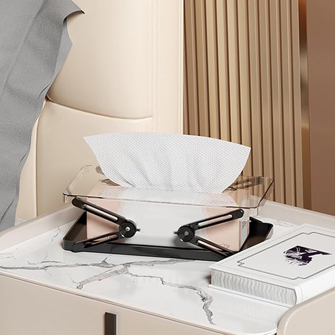 Adjustable Tissue Box With Spring Mechanism| Multipurpose Storage For Kitchen, Living Room, Bedroom....